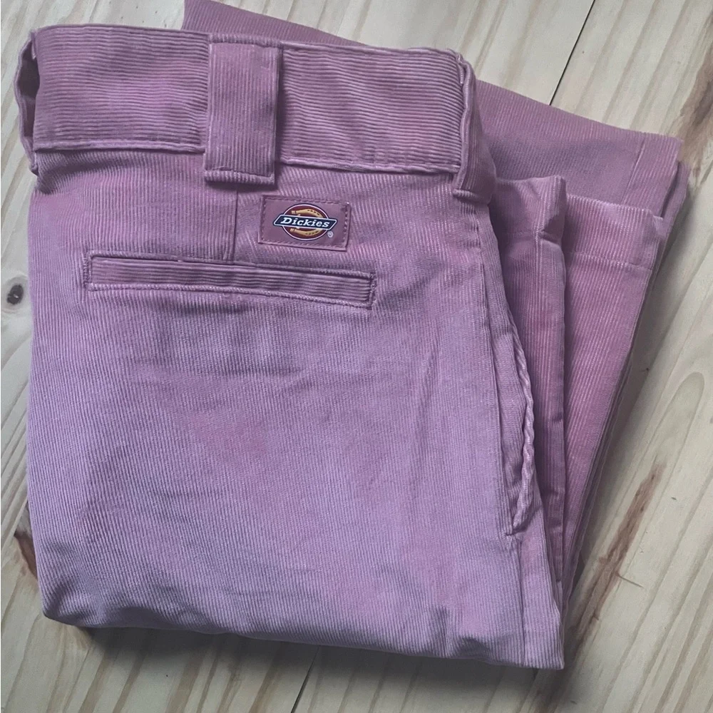 Dickies Pink Corduroy Wide Leg Pants pockets high waist pockets NWOT - Picture 1 of 9